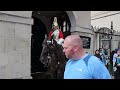 DISRESPECTFUL Man Pulled the REINS as One Man Salutes and Pays Respect to the King's Guard