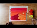 Easy poster colour painting, very easy desert sunset drawing, poster colour painting ideas ASMR