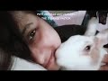 Girl gets lot of kisses from lovely Rabbit !!