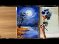 Easy Way to Draw a Full Moon Scenery / Acrylic Panting For Beginners