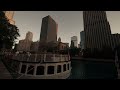 Walking Downtown Chicago, River Walk at Sunrise, Binaural City Sounds, ASMR