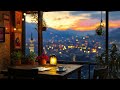 Cozy Coffee Shop Corner with Peaceful City View | Gentle Jazz Music for Relaxation, Study & Work