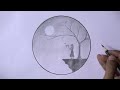 Circle drawing scenery - easy pencil drawing