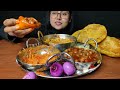 Eating Poori , Chole Masala, Malai Chaap Roll , Dum Aloo | Big Bites | Asmr Eating | Mukbang