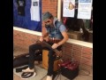 The ridiculously talented Juzzie Smith busking at the Blues at Bridgetown festival