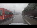 Driving from maienfeld switzerland to zurich In cloudy and rainy weather
