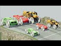 Big & Small with Saw wheels: Chick Hicks vs Miss Fritter vs Lightning Mcqueen vs DOWN OF DEATH