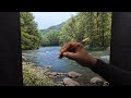 How Use Acrylic For Beautiful River Side Landscape Painting. | Time-Lapsed