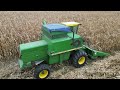 John Deere 4400 Combine with Mud Hog Harvesting Corn