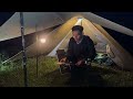 SOLO CAMPING HEAVY RAIN AND THUNDERSTORMS - RELAXING CAMPING IN THE RAIN - ASMR