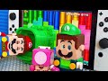 Lego Mario and Lego Toadette enters the Nintendo Switch rainbow game to save Princess Peach