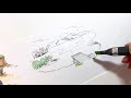 How to Draw Water Scene with Markers Tutorial | Lake & Pond