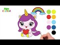 Learn to draw a baby unicorn. Draw and colour unicorn. Drawings for children.