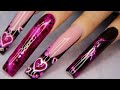 dark valentines day nails | polygel tutorial | deep french tip