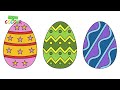 Learn to draw  three  EASTER EGGS. Drawings for children.