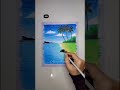 Menggambar pantai menggunakan pensil warna