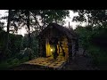 Solo Camping Renovates a Forest Shelter - Fireplace with zinc can, Bushcraft