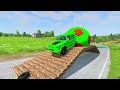 Double Flatbed Trailer Truck vs Speedbumps Train vs Cars | Tractor vs Train Beamng.Drive 001