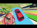 Giant & Small Car vs Portal Trap with Slide Colors – Cars vs Train vs Police vs Bomb – BeamNG.Drive