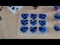 #1114 WOW! Incredible 'Feathery' Effect In These Gorgeous Blue Resin Petri Hearts