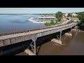 Trains Crossing Fort Madison Iowa Swing Bridge - Drews Trains Drone Railfan