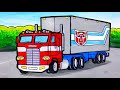 How-to-draw and color TRANSFORMERS OPTIMUS PRIME Trailer Truck . Learn Colors | Bonbon Toy Art