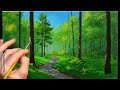 👍 Acrylic Landscape Painting - Green Forest / Easy Art / Drawing Lessons / Satisfying Relaxing.