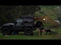 SOLO CAMPING in the Rain [ Car camping, Jeep Wrangler overland,  Tarp Shelter, Relaxing ] SoC Ep 10