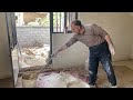 “A working day with father: the end of plastering the floor of the house with father and brother”