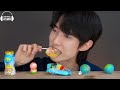 ASMR MUKBANG BLUE PORORO FOOD HONEY JELLY GUMMY ICE CREAM CHOCOLATE DESSERTS MUKBANG EATING SOUNDS