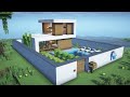 ⛏️ Minecraft Tutorial :: 🏠 Simple Modern House with Pool 🌳