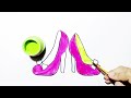 how to draw princess shoes drawing and coloring full tutorial