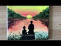 How to draw Sunrise landscape/ Acrylic Painting For Beginner