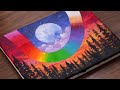 How To Paint Abstract Rainbow🌈 Landscape｜Sunset & Full Moon Painting Step By Step (1346)