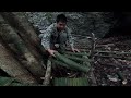 Build a shelter under a 1000 year old tree. Survive through rain, sun and wind