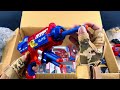 Spider-man toy set unboxing, Spider-Man electric toy gun, shield, Marvel hot action doll