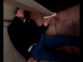 Drunk guy rages then passes out with drink in hand