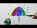 how to draw an umbrella drawing and coloring full tutorial