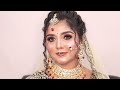 Most stunning & gorgeous bridal makeup & hairstyles tutorial | Step by step | golden glittery eyes