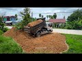 Perfectly Project! Landfill in Flooded Areas, Dozer KOMATSU D20A & Truck 5T Pushing Stone Into Water