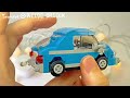 🚗building block sky blue classic mini pull back car/brick toy assemble ASMR