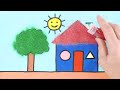 Drawing House form Shapes, easy acrylic painting for kids | Art and Learn