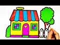 Drawing House form Shapes, easy acrylic painting for kids | Art and Learn