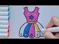 dress 👗drawing, painting and coloring for kifd & toddlers / how to draw a beautiful girl dress easy