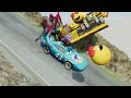 Big & Small Miss Fritter with Emoji Wheel vs Big & Small King Dinoco vs Hill - BeamNG.drive