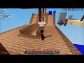 A hacker in 30v30 Roblox Bedwars game