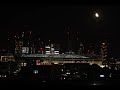 Moon rise behind London Stadium timelapse 4k