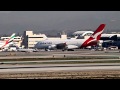 Qantas Airbus A380 (2X) Landing and Takeoff at LAX