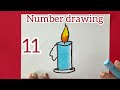 How to draw Candle with number 11#drawing #simple #art #easydrawing #number drawing