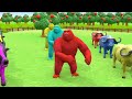 Paint & Animals Duck, Cow, Gorilla, Lion, chicken, Elephant, Fountain Crossing Turtle Cartoon Game